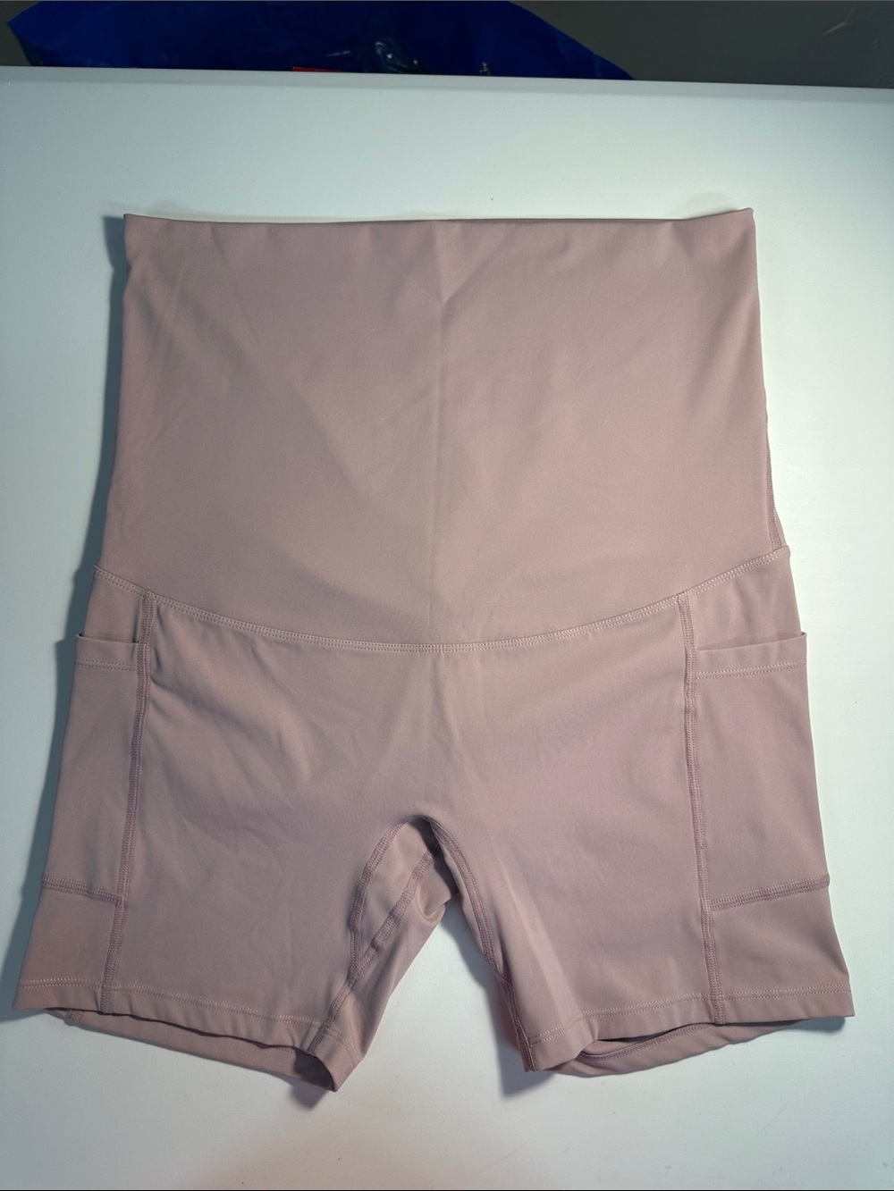 POSHDIVAH Women's Maternity Yoga Shorts Over The Belly  Workout Active, M Pink
